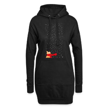 Schneekatze getigert (lang) - Hoodie-Kleid - Schwarz - Vorne