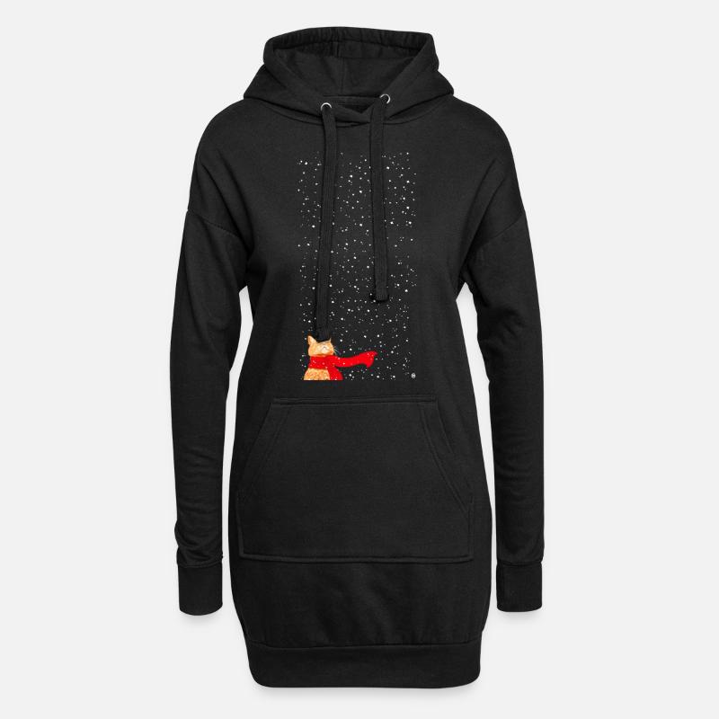 Schneekatze getigert (lang) - Hoodie-Kleid - Schwarz