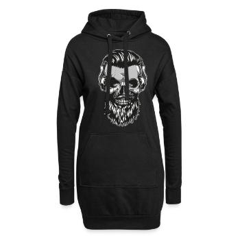 Hipster Skull Totenkopf mit Bart und Kopfhörer - Hoodie-Kleid - Schwarz - Vorne
