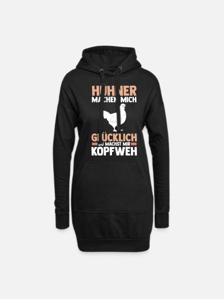 Huhn Landwirt Bauernhof Hühner - Hoodie-Kleid - Schwarz