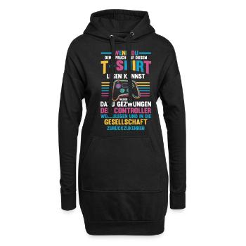 Gamer Zocker Zocken Gaming - Hoodie-Kleid - Schwarz - Vorne