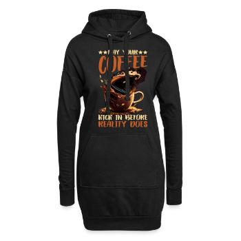 Que votre café ne fasse effet avant que la réalité ne fasse 61 ans - Sweat-shirt à capuche long Femme - noir - Devant