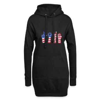 Langue des signes ASL sourd - Sweat-shirt à capuche long Femme - noir - Devant