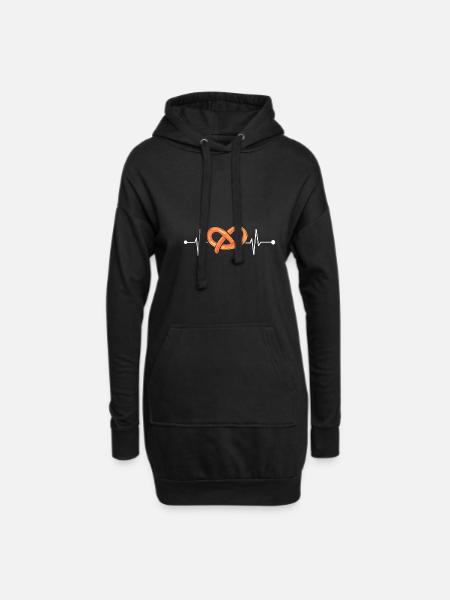 Brezel Herzschlag - Hoodie-Kleid - Schwarz
