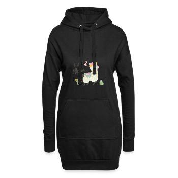 Hello Alpaca - Hoodie-Kleid - Schwarz - Vorne