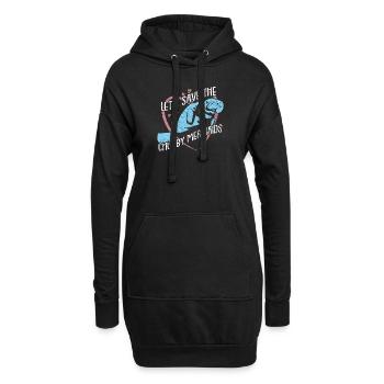 Lasst uns die Seekühe retten. Farbenfrohes Design - Hoodie-Kleid - Schwarz - Vorne