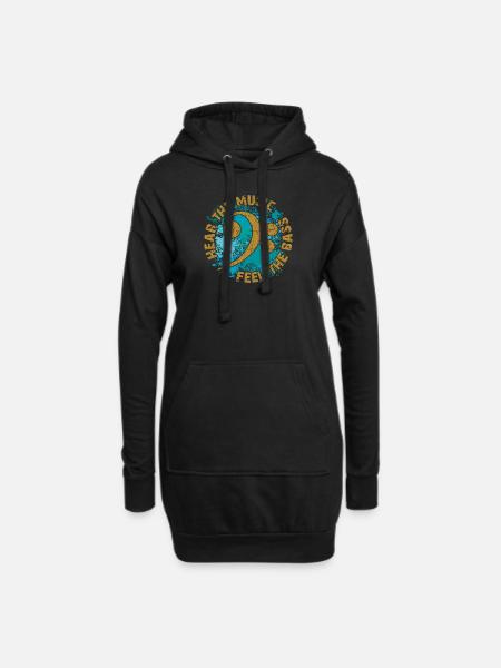 Spüre de Bass. Bassschlüssel - Hoodie-Kleid - Schwarz