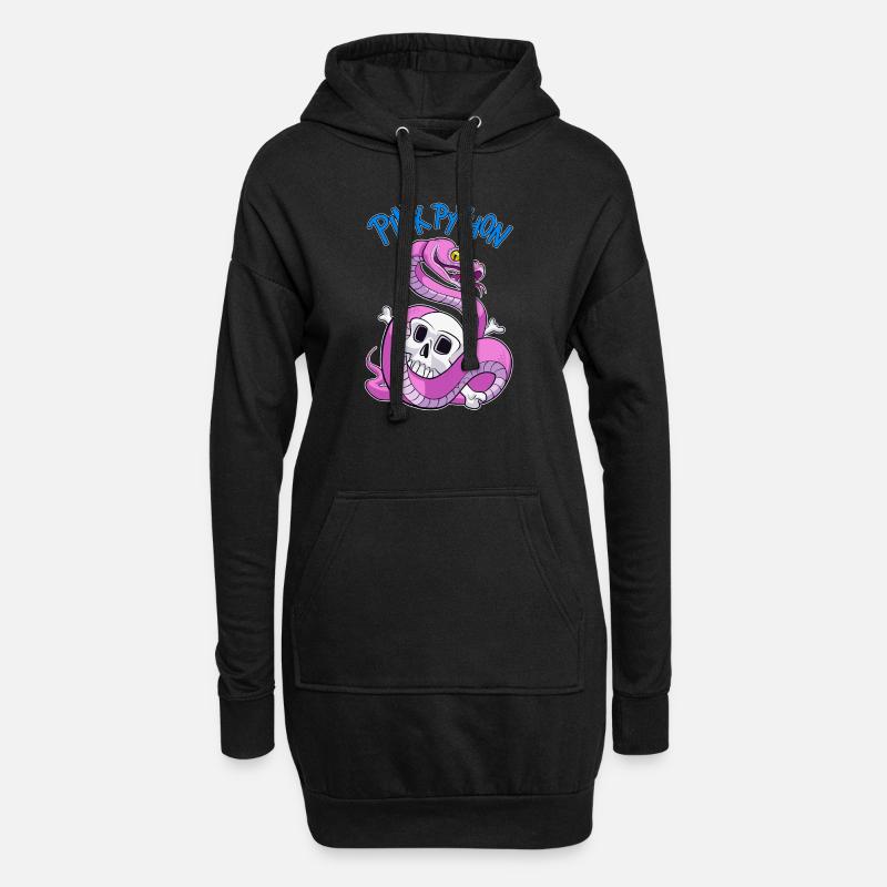 Pink Python (Blue) - Hoodie Dress - black