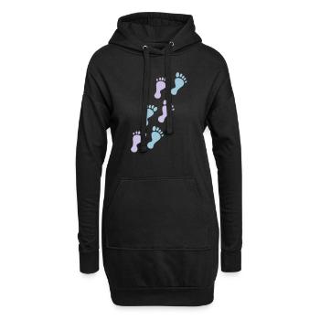baby footprints - Sweat-shirt à capuche long Femme - noir - Devant
