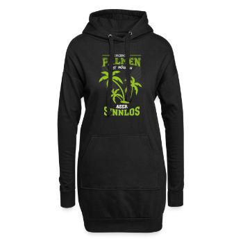 Urlaub Palmen Strand Meer Leben sinnlos - Geschenk - Hoodie-Kleid - Schwarz - Vorne