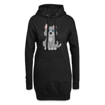 Loup - Sweat-shirt à capuche long Femme - noir - Devant
