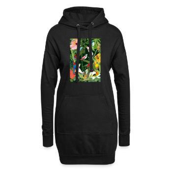 Parrots in the jungle, illustration - Hoodie Dress - black - Front