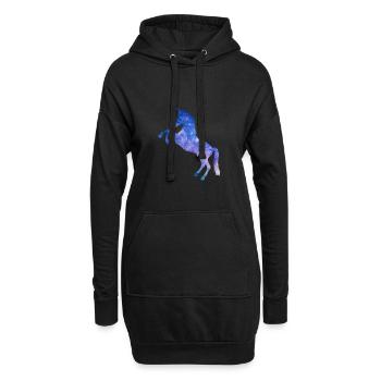 Licorne d’espace de galaxie - Sweat-shirt à capuche long Femme - noir - Devant