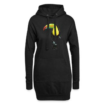 Oiseau ~ le Toucan - Sweat-shirt à capuche long Femme - noir - Devant