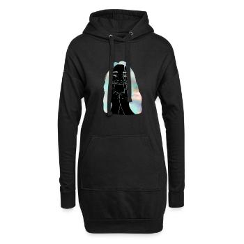 Doigt sourire - Sweat-shirt à capuche long Femme - noir - Devant