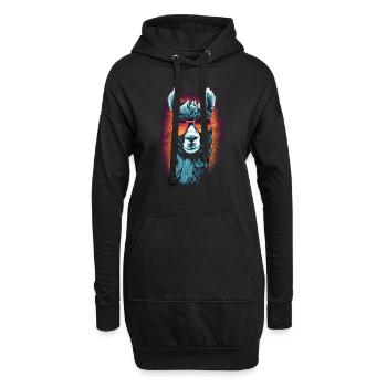 Lama avec lunettes de soleil Llama trekking - Sweat-shirt à capuche long Femme - noir - Devant
