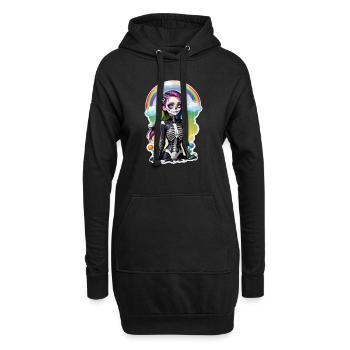 Halloween - Rock & Regenbogen - Hoodie-Kleid - Schwarz - Vorne