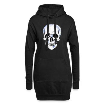 weißer gemalter Totenkopf - Hoodie-Kleid - Schwarz - Vorne
