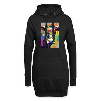 Crâne de vache coloré - Sweat-shirt à capuche long Femme - noir - Devant