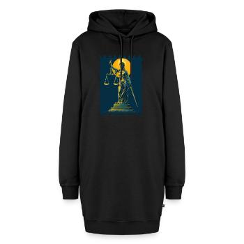 Die Gerechtigkeit im Namen - Hoodie-Kleid - Schwarz - Vorne - AI Model Female 172 light (172cm)