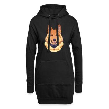 Schäferhund Kopf Welpe Hund - Hoodie-Kleid - Schwarz - Vorne