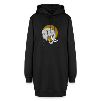 Elefant - Hoodie-Kleid - Schwarz - Vorne - AI Model Female 172 light (172cm)