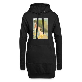 Art minimaliste | Femme au portrait vert - Sweat-shirt à capuche long Femme - noir - Devant
