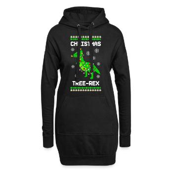 Dino Ugly Christmas Weihnachten - Sweat-shirt à capuche long Femme - noir - Devant