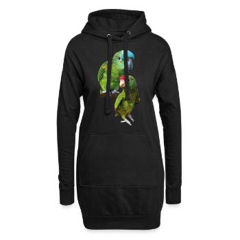 Papageien aus dem Amazonas - Hoodie-Kleid - Schwarz - Vorne