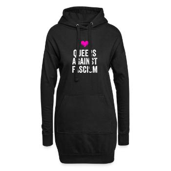 QUEERS AGAINST FASCISM - Hoodie-Kleid - Schwarz - Vorne