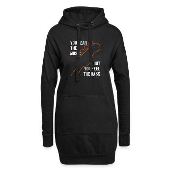Du hörst die Musik und spürst den Bass - Hoodie-Kleid - Schwarz - Vorne