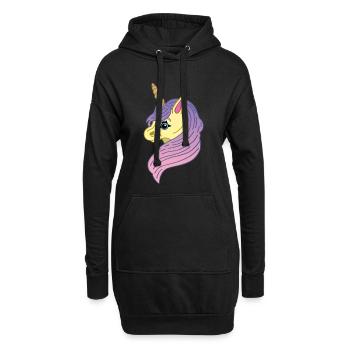 Kawaii Manga Einhorn - Hoodie-Kleid - Schwarz - Vorne