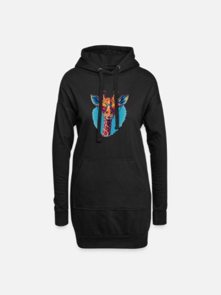 Girafe avec une vue dégagée - Sweat-shirt à capuche long Femme - noir
