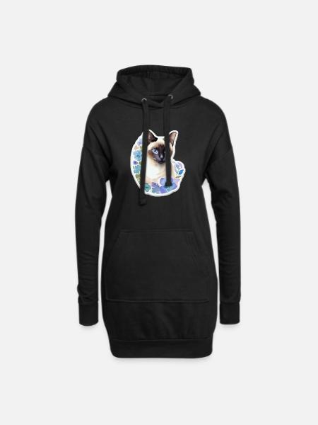 Siamkatze - Hoodie-Kleid - Schwarz