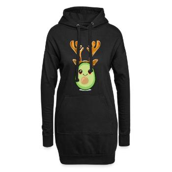 Weihnachten Avocado Rentier Geweihe - Hoodie-Kleid - Schwarz - Vorne