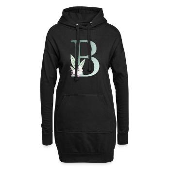 B Monogramme, Floral, Personnalisable - Sweat-shirt à capuche long Femme - noir - Devant