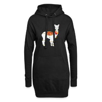 Alpaga décoré de manière traditionnelle - motif bohème coloré - Sweat-shirt à capuche long Femme - noir - Devant