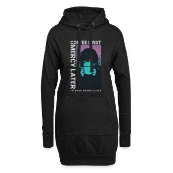 Coffee First Mercy Later Anime Girl Cyberpunk - Hoodie-Kleid - Schwarz - Vorne