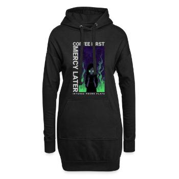 Vaporwave Coffee First Mercy Later Neon Art - Hoodie-Kleid - Schwarz - Vorne