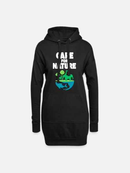 Care for Nature: Wildlife Scene - Hoodie Dress - black