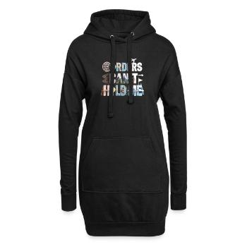 Weltreisender Kollage: Can't Hold Me - Hoodie-Kleid - Schwarz - Vorne