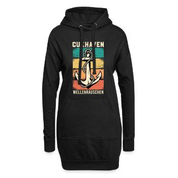 Nordsee Urlaub CUXHAVEN WELLENRAUSCHEN Lustig - Hoodie-Kleid - Schwarz - Vorne