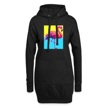 Flamant - Sweat-shirt à capuche long Femme - noir - Devant