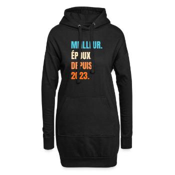 Meilleur Époux Depuis 2023 Cadeau Mari - Sweat-shirt à capuche long Femme - noir - Devant