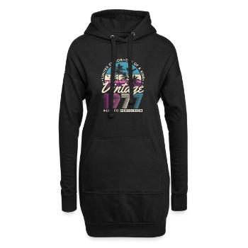Cadeau d’anniversaire rétro vintage 1977 - Sweat-shirt à capuche long Femme - noir - Devant