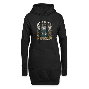 Urban Wildlife Owl - Hoodie-Kleid - Schwarz - Vorne