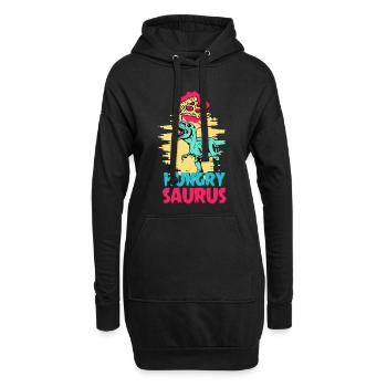 Hungry Dino Kids – Pizza Dinosaur Fun - Hoodie-Kleid - Schwarz - Vorne