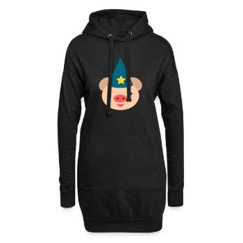 Dessin animé du Cochon Chapeau Magique - Sweat-shirt à capuche long Femme - noir - Devant