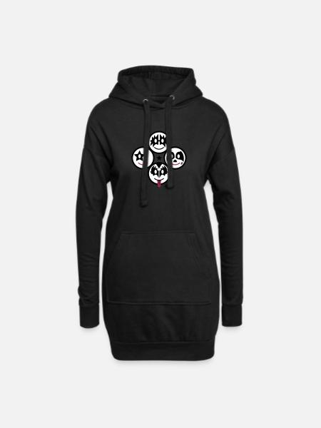 Smiley Kiss Icons (quadratisch) 3c - Hoodie-Kleid - Schwarz