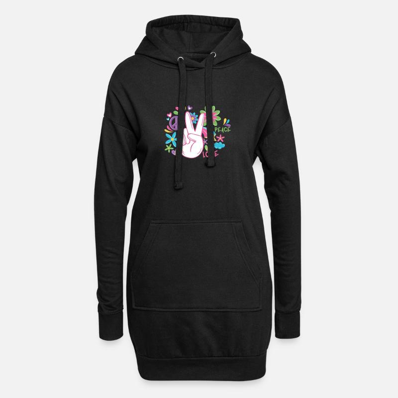 Peace und Frieden Handzeichen Geschenk - Hoodie-Kleid - Schwarz